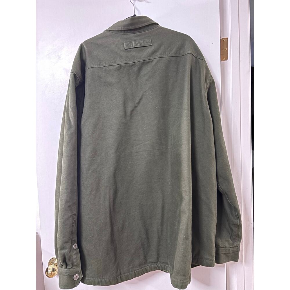 Duluth Trading Co Mens 3XL Tall Lined Canvas Shirt Jacket Olive Green Shacket - Picture 6 of 7